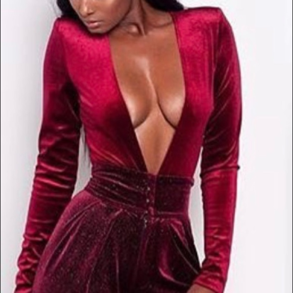 Red Velour bodysuit